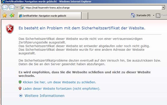 Freiwillige Feuerwehr Krems/Donau - Der WEB Mail Zugang