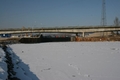 Hochwasserschutztor im Hafen geschlossen.